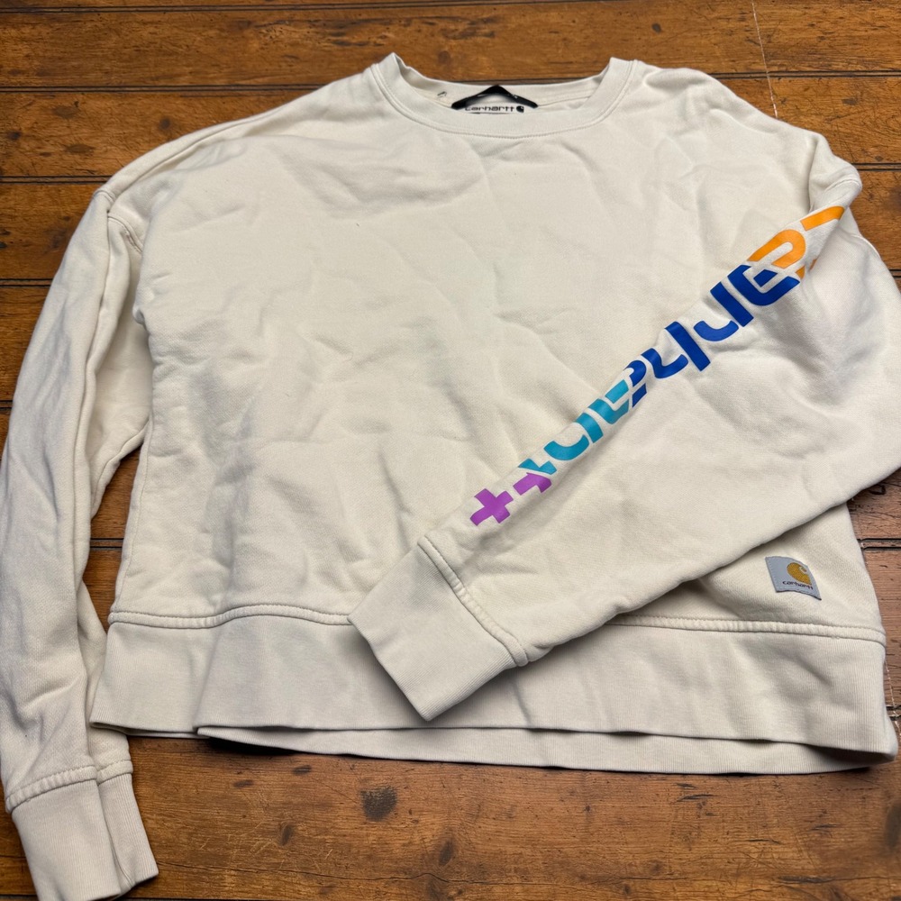 Carhartt Womens Crewneck‎ Sweatshirt Tencel Fiber Series Loose Fit Cream XS